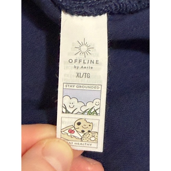 Offline by Aerie Coffee Run Trousers Navy Blue Quilted Wide Leg Lounge Womens XL - Picture 4 of 5